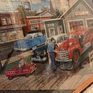 Vintage Fire Truck Puzzle Art